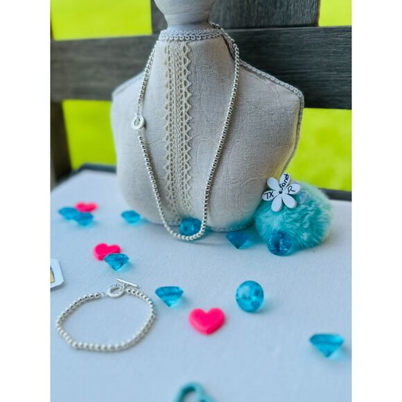 Tiffany & Co Sterling Silver Bead/beaded Toggle Bracelet/Necklace Set 4mm - Picture 2 of 10